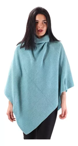 Abrigo Poncho Capa Ruana Mujer Lanilla Piel Invierno