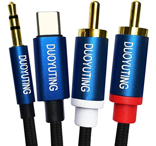 Duoyuting Usb Tipo C + 3,5 Mm A 2 Cables De Audio Rca Macho,