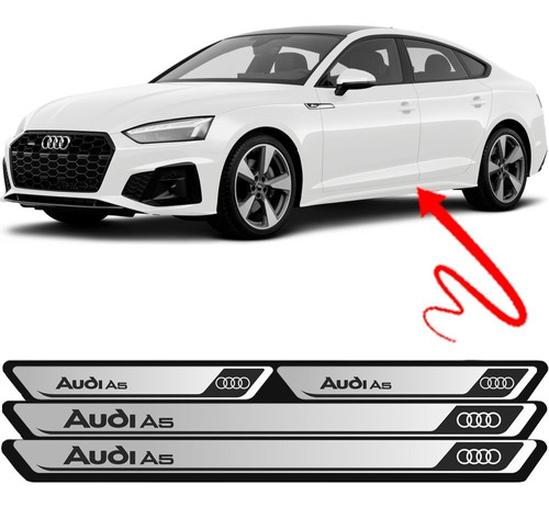 Soleira Adesiva Protetora Porta Max Audi A5 Prata Todos Anos