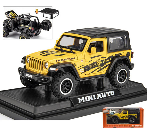 Jeep Wrangler Rubicon Miniatura Metal Coche Con Luz Y Sonido