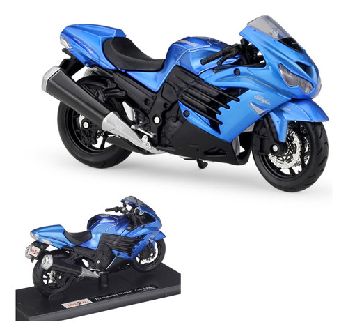 Kawasaki Ninja Zx-14r Miniatura Metal Moto Con Base 1/18