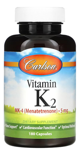 Carlson Labs Vitamina K2, Mk4 5 Mg, 180 Capsulas Sabor Sin Sabor