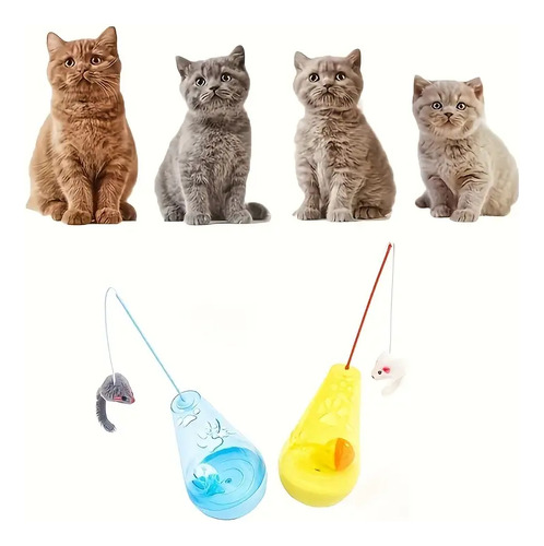 Juguete Gato Interactivo Varita Tumbler Cascabel Señuelo Color Rosa