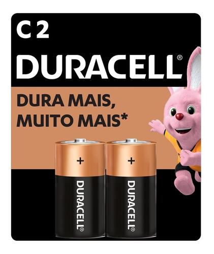 02 Pilhas C Média Lr14 Alcalina Duracell 1 Cartela