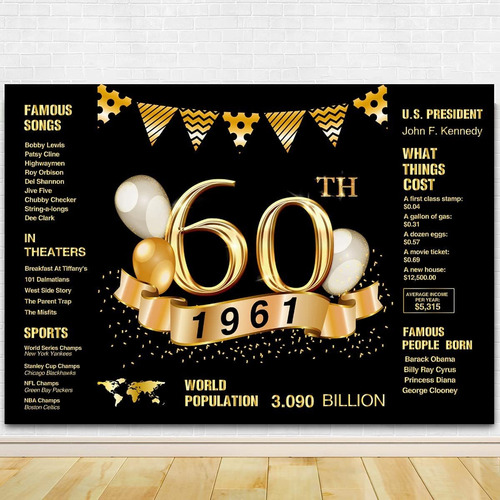 Cartel De 1961, 60 Años De Antigedad, Decoración Para Fiesta