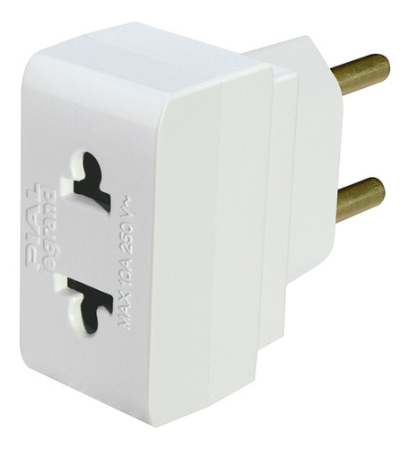 Plug Adaptador 2p Universal Pb 10a 250v Branco 690663 Pial