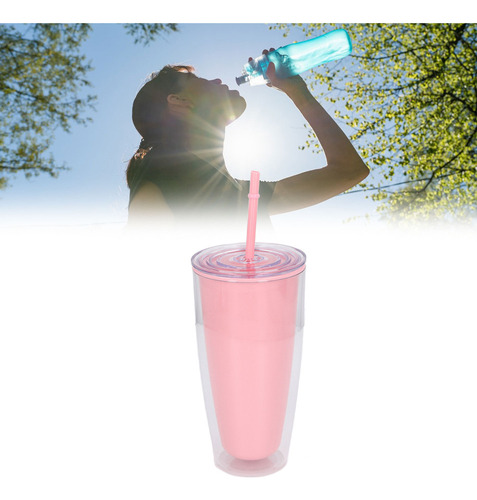 Nuevo Vaso Con Tapa, Pajita, 750 Ml, Doble Pared, Tamaño