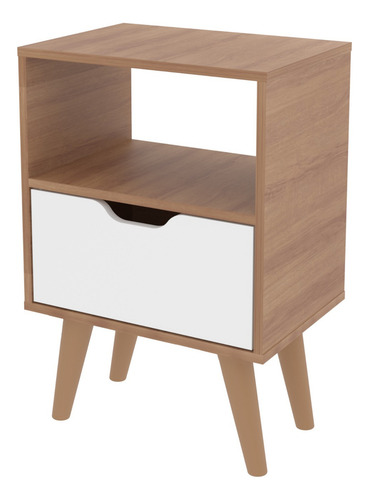 Mesa De Noche 1 Puerta Almendra/blanco Cm8036.0003 Color Marrón claro