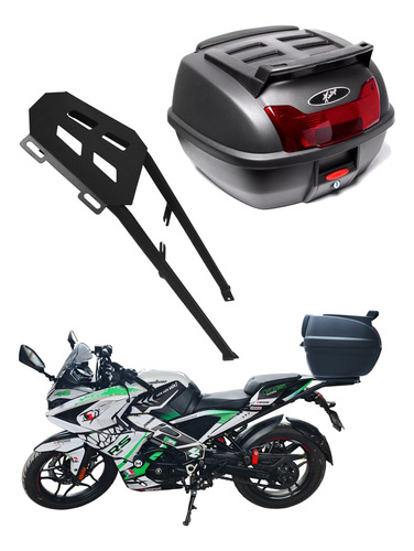 Soporte Y Top Case 40 Litros Para Motocicleta Pulsar Rs200