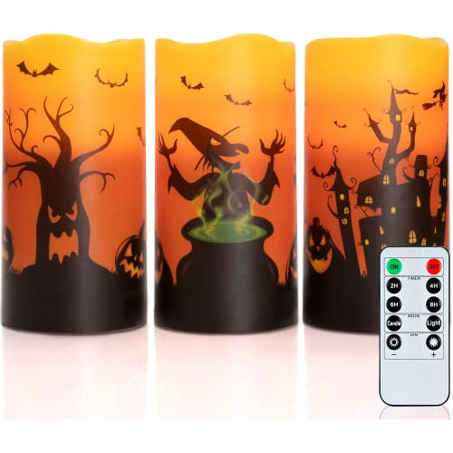 Velas De Halloween, Velas Sin Llama De Color Naranja, V...