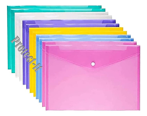 12 Folders Tipo Sobre Plastico T Carta Horizontal Con Broche
