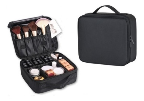 Maleta Maquillaje Portátil Cartera Cosméticos Rosa / Negra