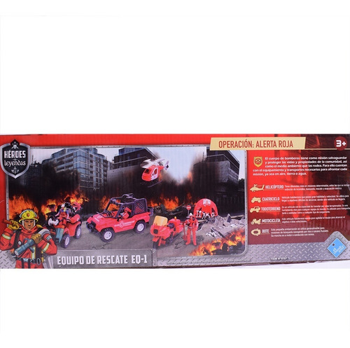 Equipo De Rescate Bombero Vehiculos Con Muñecos Heroes Y Ley