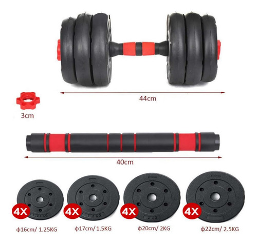 Set Mancuernas Ajustables 30kg + Union + Barra