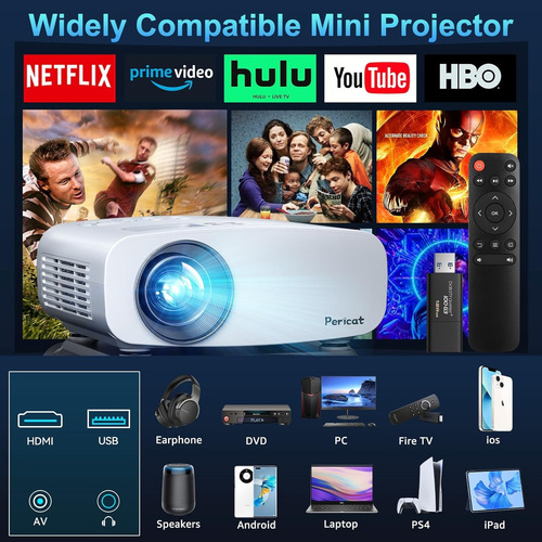 Proyector Wifi Bluetooth 5g Profesional 4k Pericat 20000lux