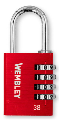 Candado De Combinacion De Aluminio 38mm Wembley 7883 Rojo