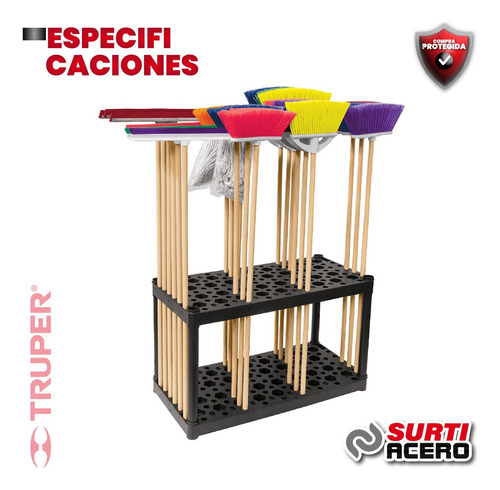 Rack De Plástico Para Escobas, Truper 55863