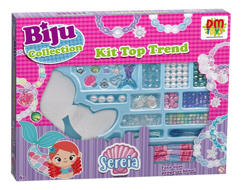 Kit Bijuterias Biju Collection Kit Sereia Top Trend Miçangas Cor Rosa