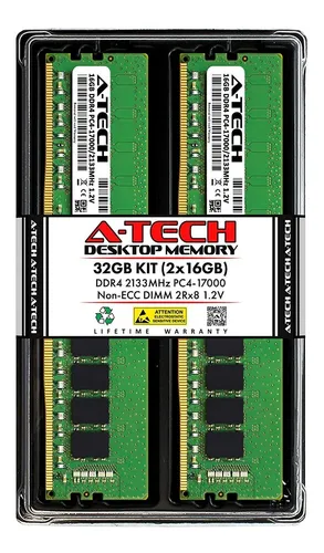 A-tech Ram, 32gb (2x16gb), Ddr4, 2133mhz, Dimm, Cl15