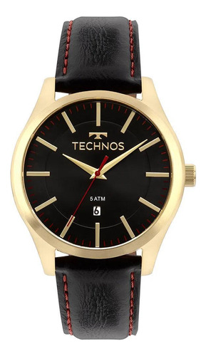 Relógio Technos Masculino Couro | Classic Steel Ouro 45mm