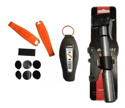 Combo Mini Inflador Gw Doble Bicicleta Kit Despinche Sticker