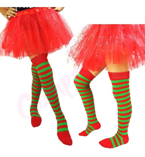 Media Calceta Over Knee Lolita Halloween Rojo/negro Caramelo