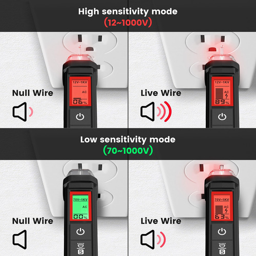 Probador De Voltaje Kaiweets Modelo Kt-110t 12v-1000v Lcd
