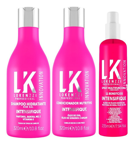 Kit Lokenzzi Intensifique Shampoo + Condicionador + Spray