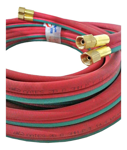 15 Mts Manguera Oxicorte Gemela 2b Gates Y Conexion 1/4 Pulg