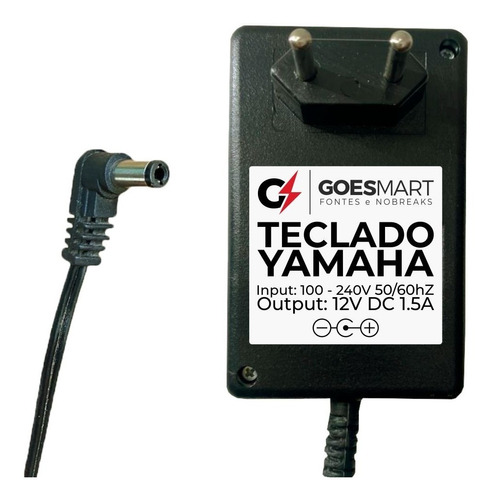 Fonte Carregador 12v 1,5a Teclado Yamaha Psr-630 Ou Psr-640