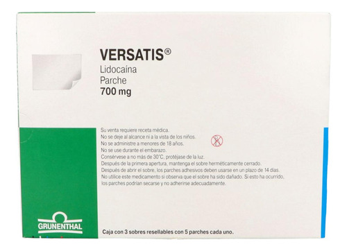 Versatis Parche 700 Mg Caja Con 3 Sobres Con 5 Parches Cada 