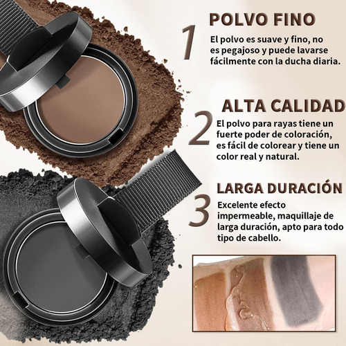 2 Kit Polvo Maquillaje De Fibra Capilar Cubre Raíz Cabello