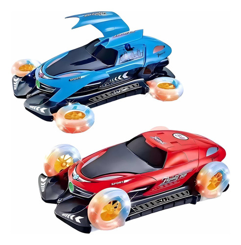 Brinquedo Bate Volta Planador Rotação Gira 360° Luzes E Som Cor Vermelho e Azul Personagem Flying Car