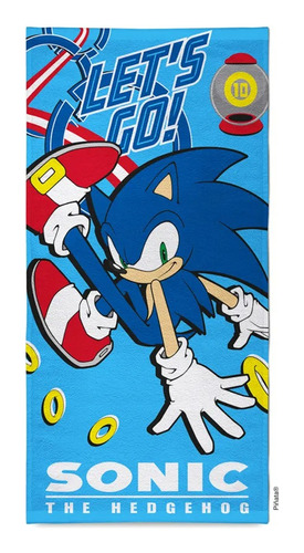 Toallon Sonic Lets Go Piñata 70x130 Cm 100% Algodon Lic Orig