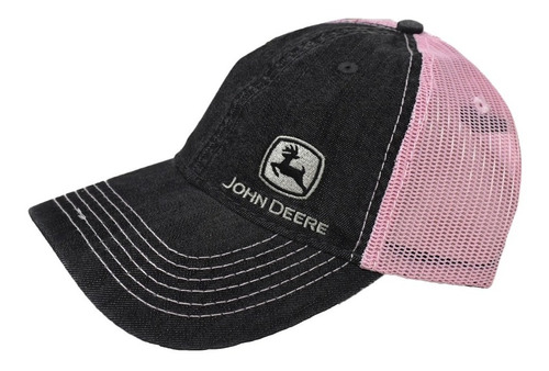 John Deere Gorra Original Mezclilla Gris Y Rosa Con Malla