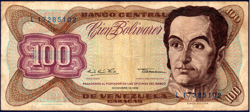 Billete De 100 Bolívares L8 Diciembre 12 1978 Simón Bolívar