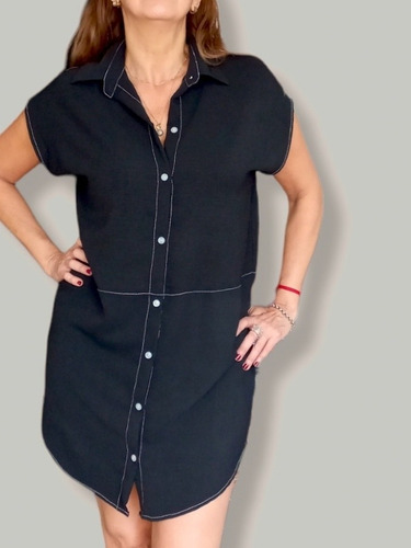 Imagen 9 de 9 de Vestido Camisero Poplin Elastizado Y Broderie
