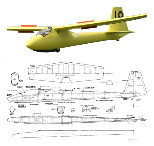 Plano Rc Planeador Slingsby T-43 Skylark (envio X Mail)