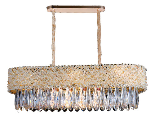 Lustre Pendente Cravejado Cristal K9 Retangular Dourado 80cm 110v/220v