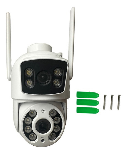 Cámara Ip Wifi 2mp 128gb Doble Cámara Ptz Exterior App Tuya Color Blanco