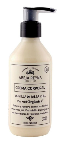 Crema Corporal De Vainilla Abeja Reyna 250ml Con Jalea Real