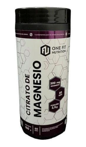 Citrato De Magnesio One Fit, Puro Sin Sabor, 300mg 60 Servi 