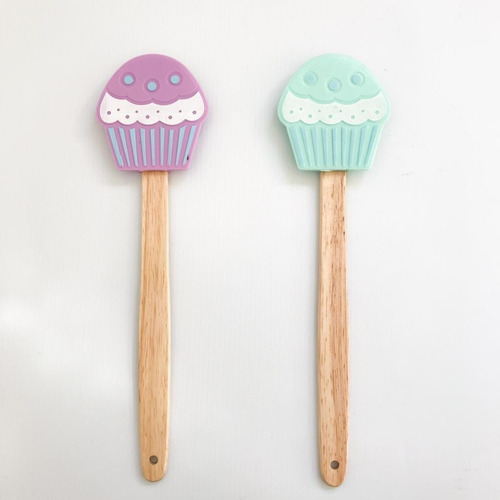 Espatula De Silicona Y Madera Reposteria Cupcake