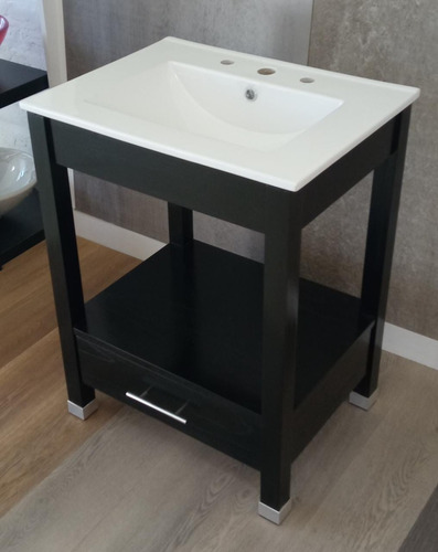 Imagen 6 de 6 de Vanitory 62cm De Ancho Color Lustre Wengue Con Cajon