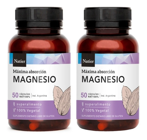  Suplemento en cápsula Natier  Magnésio magnesio en frasco de 50mL 50 un pack x 2 u