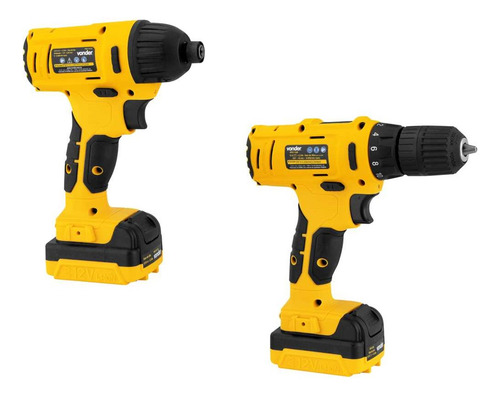 Furadeira E Parafusadeira Com Impacto 12v Pfbv 012 Vonder Amarelo
