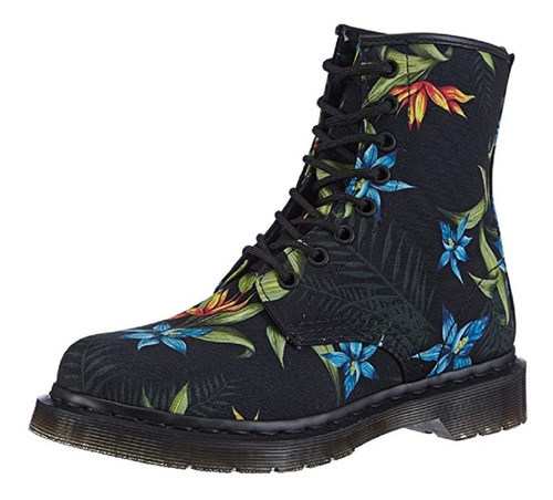 Dr Martens Bota Dama Castel Black Hawaiian Punk Canvas Sil