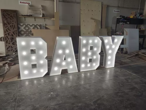 Letras Y Números Acrílico Blanco Con Luces Led Cumpleaños