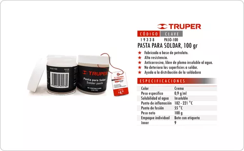 Pasta para soldar, 100 g, Truper, Pastas Para Soldar, 19338