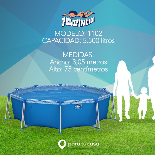 Pileta Pelopincho 5500 Lt + Base Y Cubre Pileta + Bomba